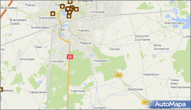 mapa Jelonek gmina Niechanowo, Jelonek gmina Niechanowo na mapie Targeo