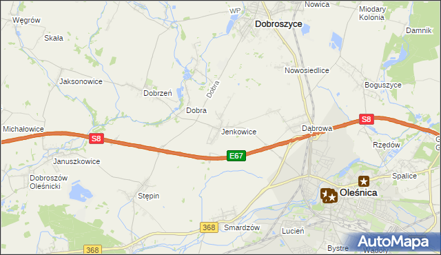 mapa Jenkowice gmina Oleśnica, Jenkowice gmina Oleśnica na mapie Targeo