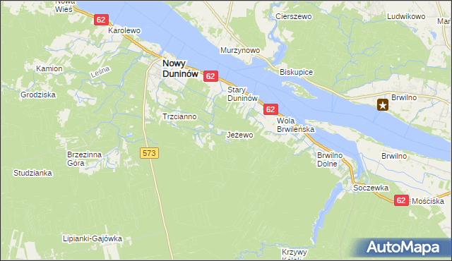 mapa Jeżewo gmina Nowy Duninów, Jeżewo gmina Nowy Duninów na mapie Targeo