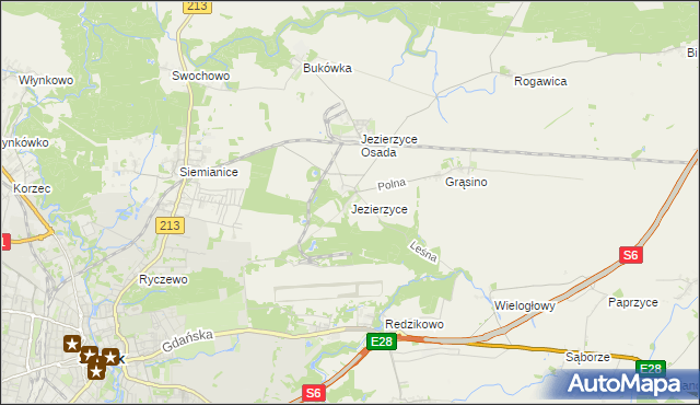 mapa Jezierzyce gmina Słupsk, Jezierzyce gmina Słupsk na mapie Targeo