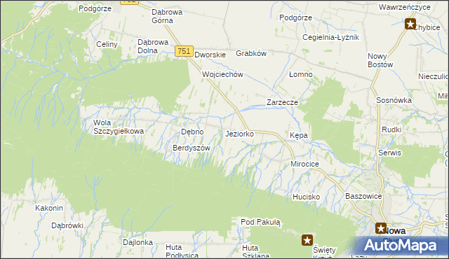 mapa Jeziorko gmina Nowa Słupia, Jeziorko gmina Nowa Słupia na mapie Targeo