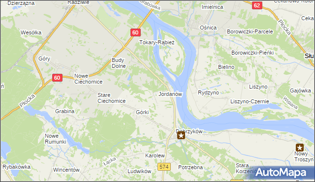 mapa Jordanów gmina Gąbin, Jordanów gmina Gąbin na mapie Targeo
