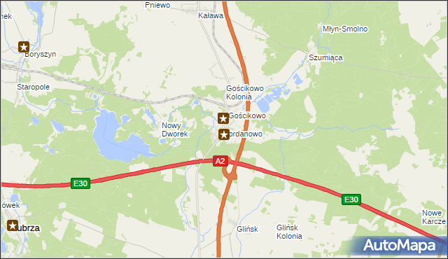 mapa Jordanowo gmina Świebodzin, Jordanowo gmina Świebodzin na mapie Targeo