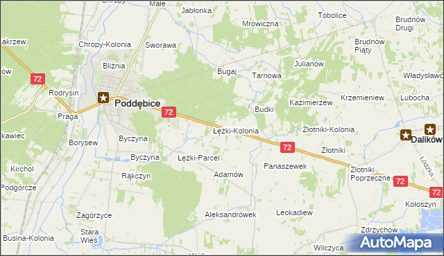 mapa Józefka gmina Poddębice, Józefka gmina Poddębice na mapie Targeo