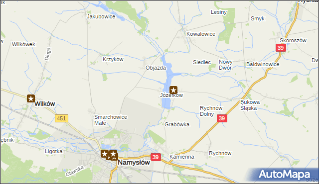 mapa Józefków gmina Namysłów, Józefków gmina Namysłów na mapie Targeo