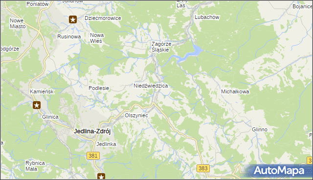 mapa Jugowice gmina Walim, Jugowice gmina Walim na mapie Targeo