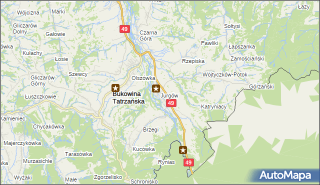 mapa Jurgów, Jurgów na mapie Targeo