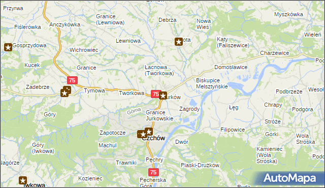 mapa Jurków gmina Czchów, Jurków gmina Czchów na mapie Targeo