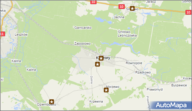 mapa Kaczory powiat pilski, Kaczory powiat pilski na mapie Targeo