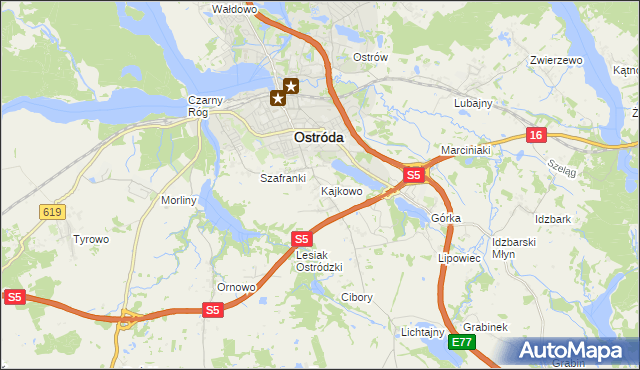 mapa Kajkowo, Kajkowo na mapie Targeo