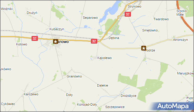 mapa Kąkolewo gmina Granowo, Kąkolewo gmina Granowo na mapie Targeo