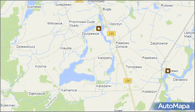 mapa Kaliszany gmina Wągrowiec, Kaliszany gmina Wągrowiec na mapie Targeo