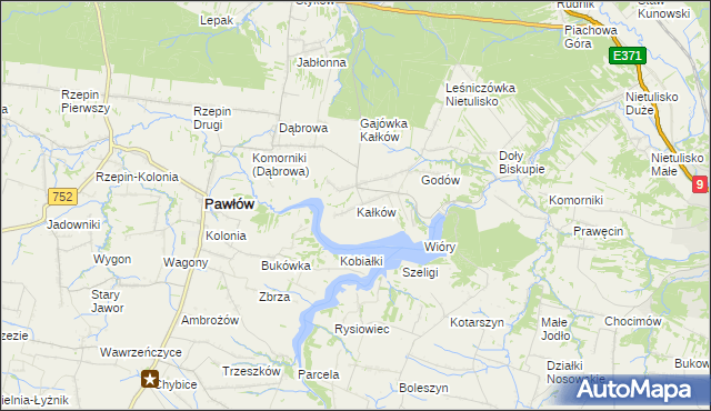 mapa Kałków gmina Pawłów, Kałków gmina Pawłów na mapie Targeo
