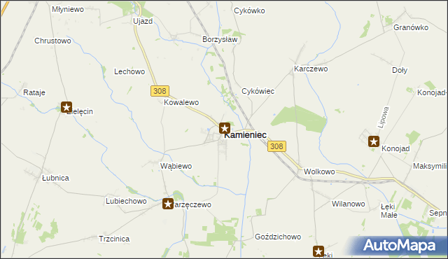 mapa Kamieniec powiat grodziski, Kamieniec powiat grodziski na mapie Targeo