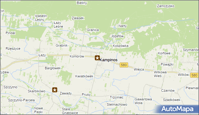 mapa Kampinos, Kampinos na mapie Targeo