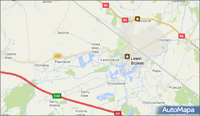 mapa Kantorowice gmina Lewin Brzeski, Kantorowice gmina Lewin Brzeski na mapie Targeo