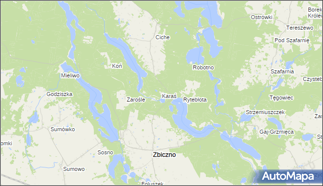 mapa Karaś gmina Zbiczno, Karaś gmina Zbiczno na mapie Targeo