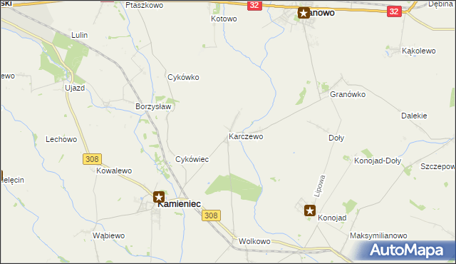 mapa Karczewo gmina Kamieniec, Karczewo gmina Kamieniec na mapie Targeo