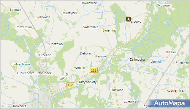 mapa Karlinko, Karlinko na mapie Targeo