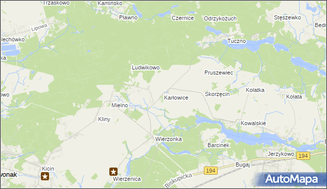 mapa Karłowice gmina Swarzędz, Karłowice gmina Swarzędz na mapie Targeo