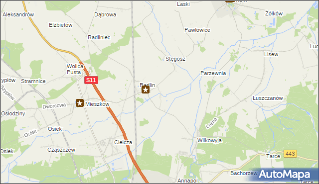 mapa Kąty gmina Jarocin, Kąty gmina Jarocin na mapie Targeo