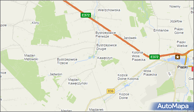 mapa Kawęczyn gmina Piaski, Kawęczyn gmina Piaski na mapie Targeo