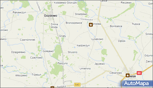 mapa Kędzierzyn gmina Bielsk, Kędzierzyn gmina Bielsk na mapie Targeo