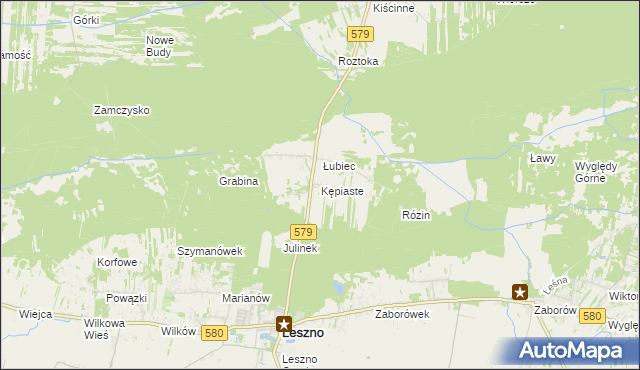 mapa Kępiaste gmina Leszno, Kępiaste gmina Leszno na mapie Targeo