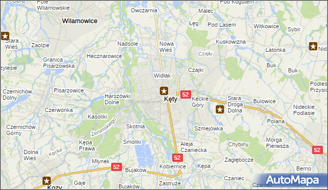 mapa Kęty, Kęty na mapie Targeo