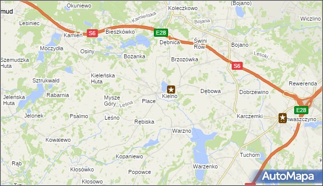 mapa Kielno gmina Szemud, Kielno gmina Szemud na mapie Targeo