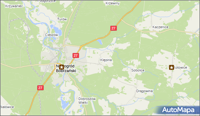 mapa Klępina, Klępina na mapie Targeo