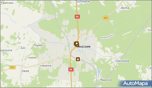 mapa Kleszczele, Kleszczele na mapie Targeo