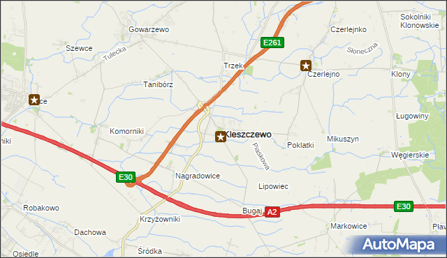 mapa Kleszczewo powiat poznański, Kleszczewo powiat poznański na mapie Targeo