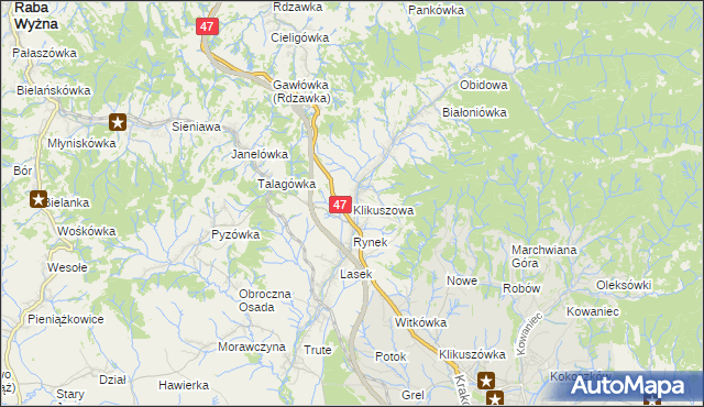 mapa Klikuszowa, Klikuszowa na mapie Targeo