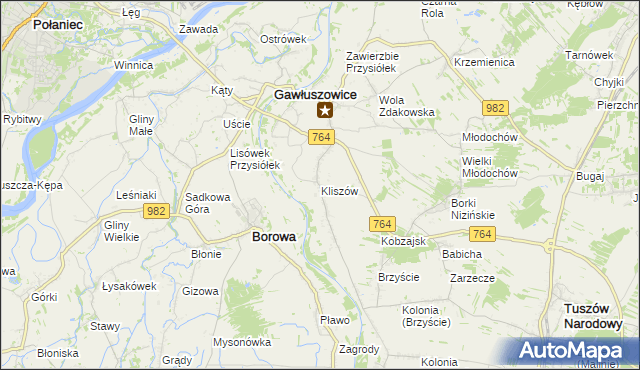 mapa Kliszów gmina Gawłuszowice, Kliszów gmina Gawłuszowice na mapie Targeo