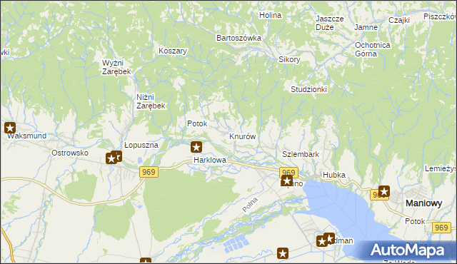 mapa Knurów gmina Nowy Targ, Knurów gmina Nowy Targ na mapie Targeo