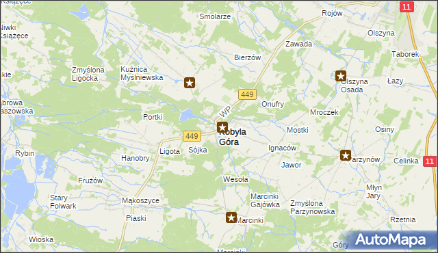 mapa Kobyla Góra powiat ostrzeszowski, Kobyla Góra powiat ostrzeszowski na mapie Targeo