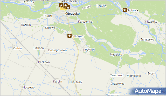 mapa Kobylniki gmina Obrzycko, Kobylniki gmina Obrzycko na mapie Targeo