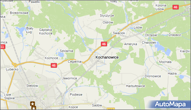 mapa Kochanowice, Kochanowice na mapie Targeo