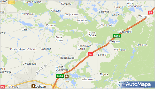 mapa Kociałkowa Górka, Kociałkowa Górka na mapie Targeo