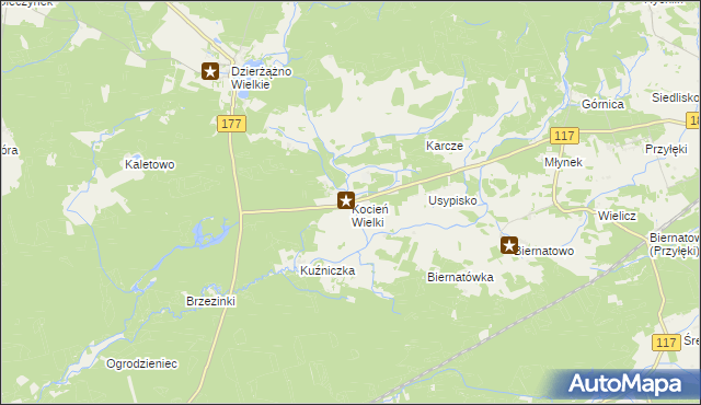 mapa Kocień Wielki, Kocień Wielki na mapie Targeo