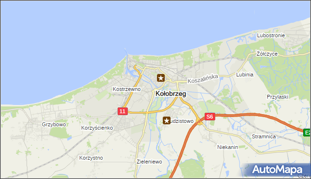 mapa Kołobrzegu, Kołobrzeg na mapie Targeo