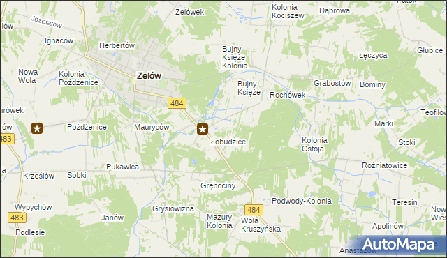 mapa Kolonia Łobudzice, Kolonia Łobudzice na mapie Targeo