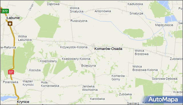 mapa Komarów Dolny, Komarów Dolny na mapie Targeo