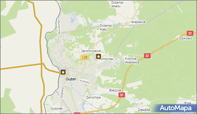 mapa Komorów gmina Gubin, Komorów gmina Gubin na mapie Targeo