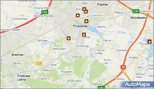 mapa Komorów gmina Michałowice, Komorów gmina Michałowice na mapie Targeo