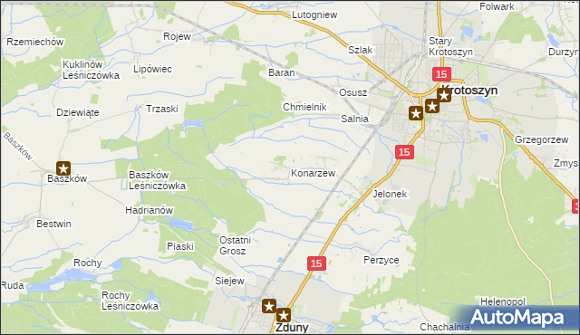 mapa Konarzew gmina Zduny, Konarzew gmina Zduny na mapie Targeo