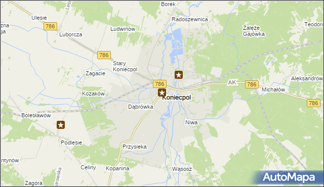 mapa Koniecpol, Koniecpol na mapie Targeo