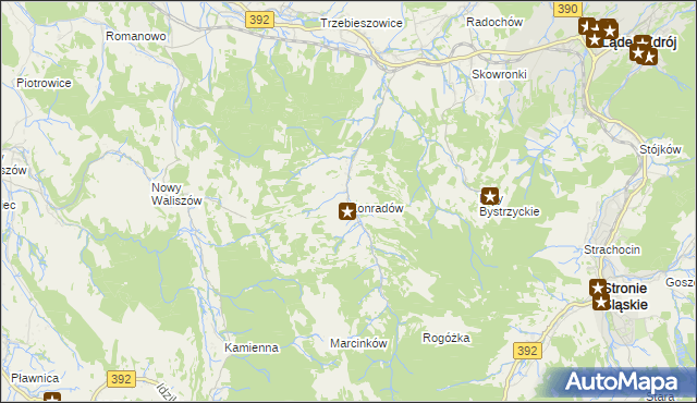 mapa Konradów gmina Lądek-Zdrój, Konradów gmina Lądek-Zdrój na mapie Targeo