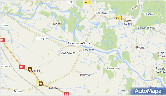 mapa Kopanie gmina Skarbimierz, Kopanie gmina Skarbimierz na mapie Targeo